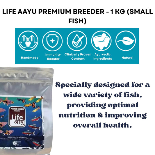 Life AAYU Premium Breeder Bits for Fish | Improve Health, Boosts Immunity, and Enhance Natural Coloration (1 KG, Small Bits)