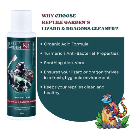 Reptile Garden Lizard & Dragon Cleaner | Removes Stubborn Debris, Algae, and Stains from Your Reptile's Body (100 ml)