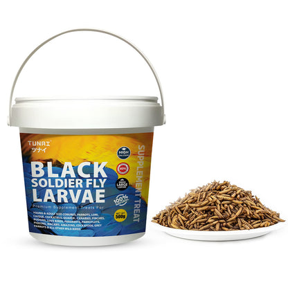 Tunai Black Soldier Fly Larvae Poultry Food | 500g | 60X Calcium, 40% Protein, Natural Supplement Treat for Poultry Feed, Hen, Duck, Turkey, Goose, Chicken, Cock