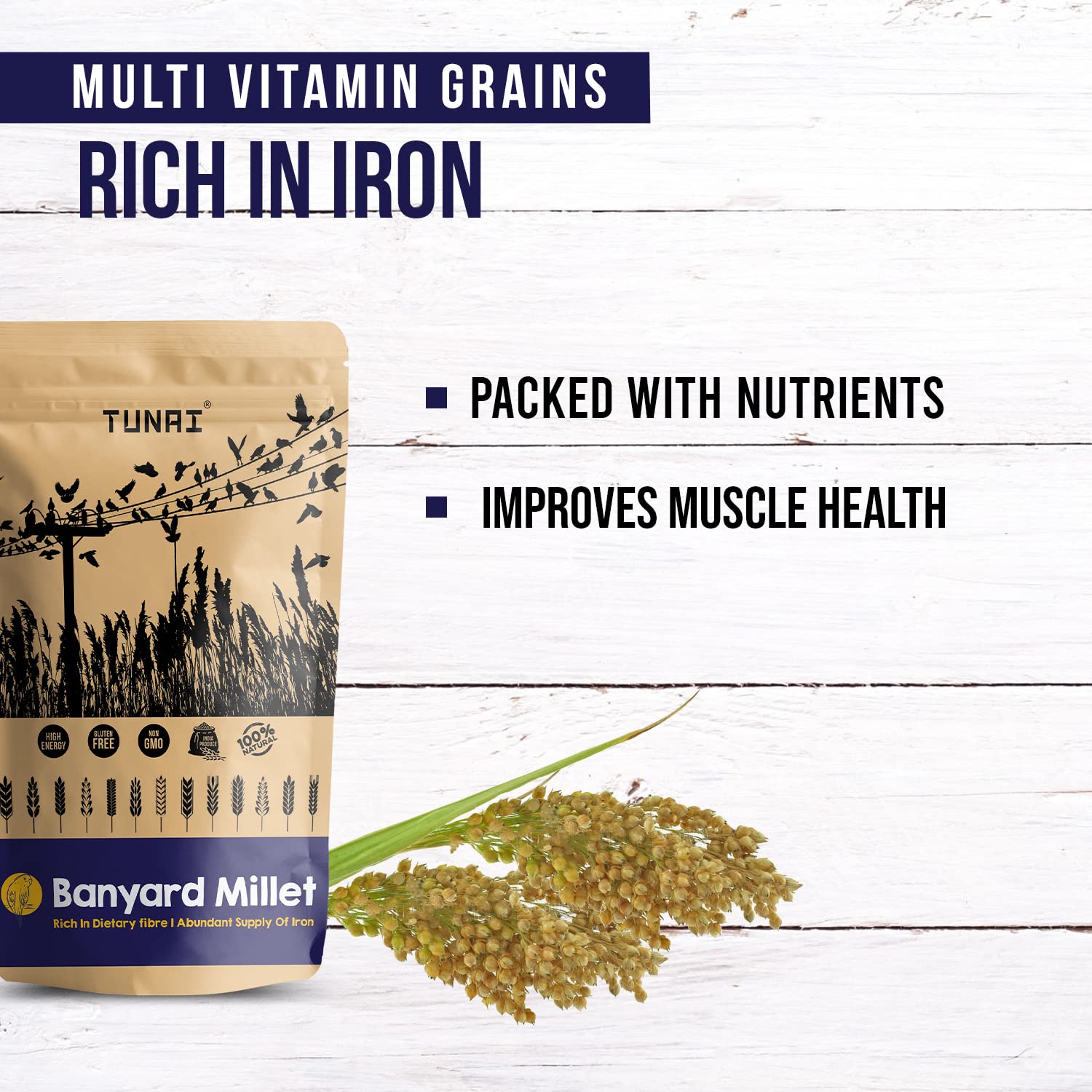 Tunai Barnyard Millets Bird Feed | 450g | Perfect Calcium Rich Bird Food for Canaries, Finches, Budgies, Conures, Cockatiels, Small Conures, Quaker Parrots & Others