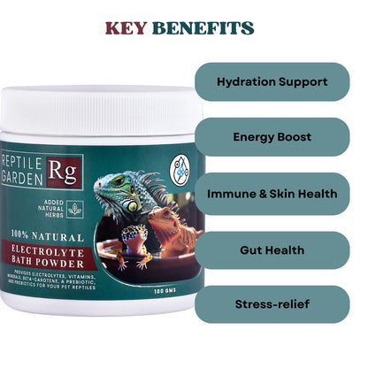 Reptile Garden Lizard and Dragon Electrolyte Bath Powder | Boosts Hydration, Wellness, and Vitality | Added Natural Herbs (100 GMS)
