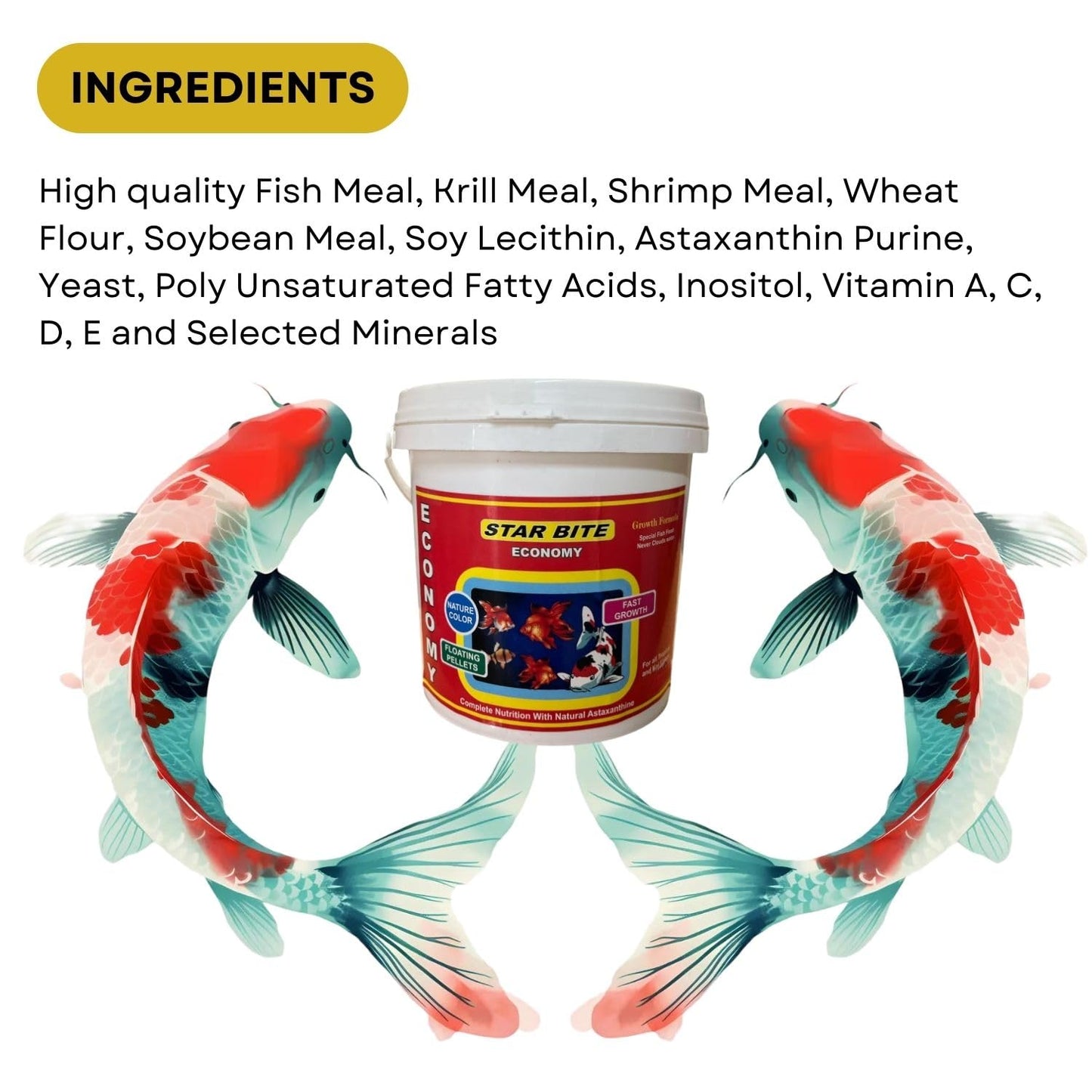 SF+ Star Bite Economy Fish Food | for All Tropical and KOI Fishes | Enhances Color Growth in Fish | Floating Pellets (1.2Kg, Floating Pellets)