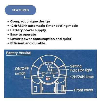 Dophin AF015 Aquarium Auto Feeder | Battery Version | Easy to Operate | Designed to Dispense Food to Fish | (Original from Tunai Store)