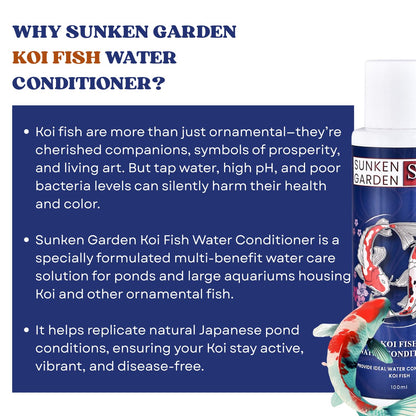 Sunken Garden Koi Fish Water Conditioner | Premium Pond Care for Royal Fish | for Indian Koi & Pond Water (100 ml)