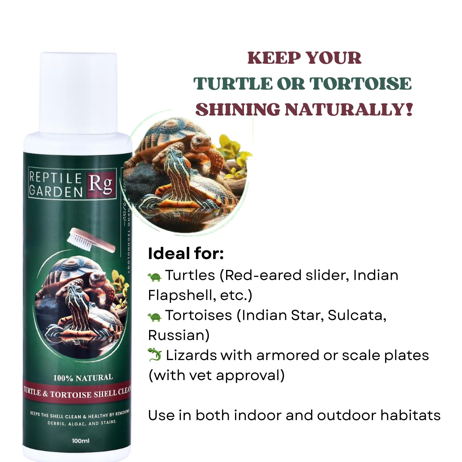 Reptile Garden Turtle & Tortoise Shell Cleaner | Aloe Vera Infused Reptile Shell Care Spray (100 ml)