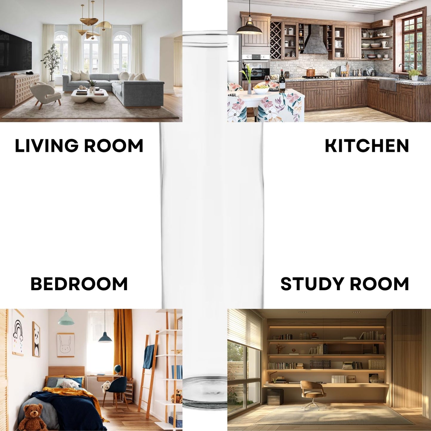 TUNAI 12-inch Cylindrical Fish Bowl for Small Fish, Plants | Optimum Fish Tank Choice for Office & Home Decor (White, Large)