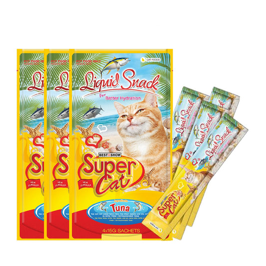 TUNAI SUPERCAT Summer Special Creamy Cat Treat | Liquid Snack for Cats | Wet Cat Treat & Puree Cat Food | Tuna Special | Pack of 3 (Each Pack Contains 4 Sachets, 4x20g)