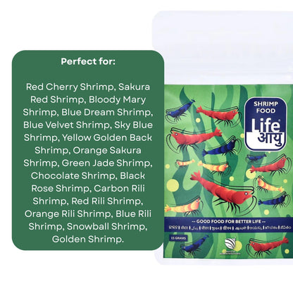 Life AAYU Shrimp Regular Food | Ayurvedic Soft Pellets | Boosts Breeding, Molting & Immunity | (15 GMS, Regular)