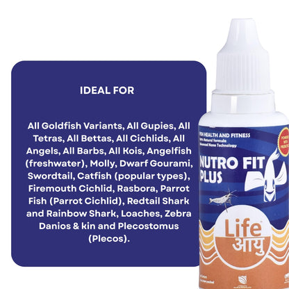 Life AAYU NUTR0 Fit Plus Fish Food Supplement | Suitable for Young, Adult and Senior Fishes | Eliminates Internal Parasites (20 ml)