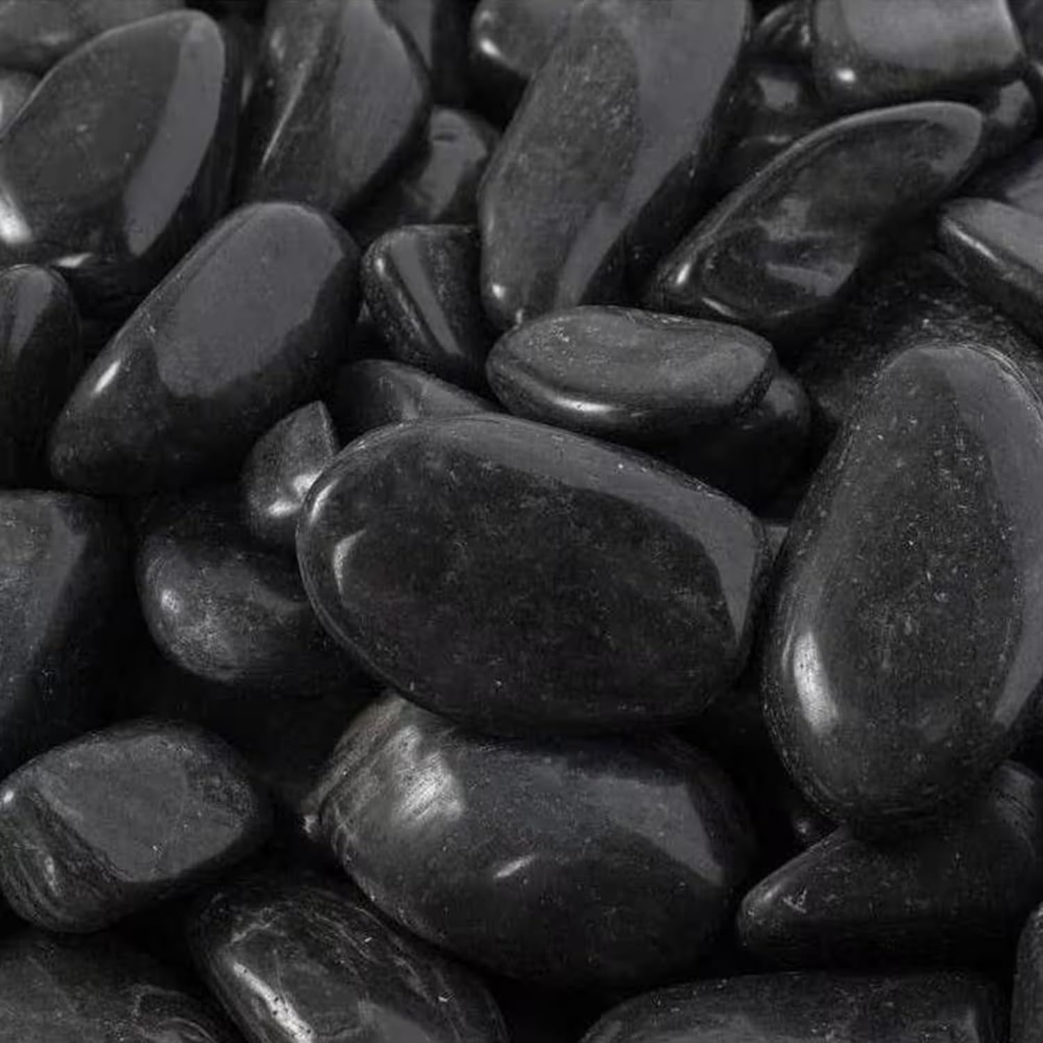 TUNAI Pebble Stones Substrate for Fish Tank, Aquarium, Terrarium, Paludarium (1KG) for Office and Home Decor, Plants and Other Purpose (Black Only, Standard)