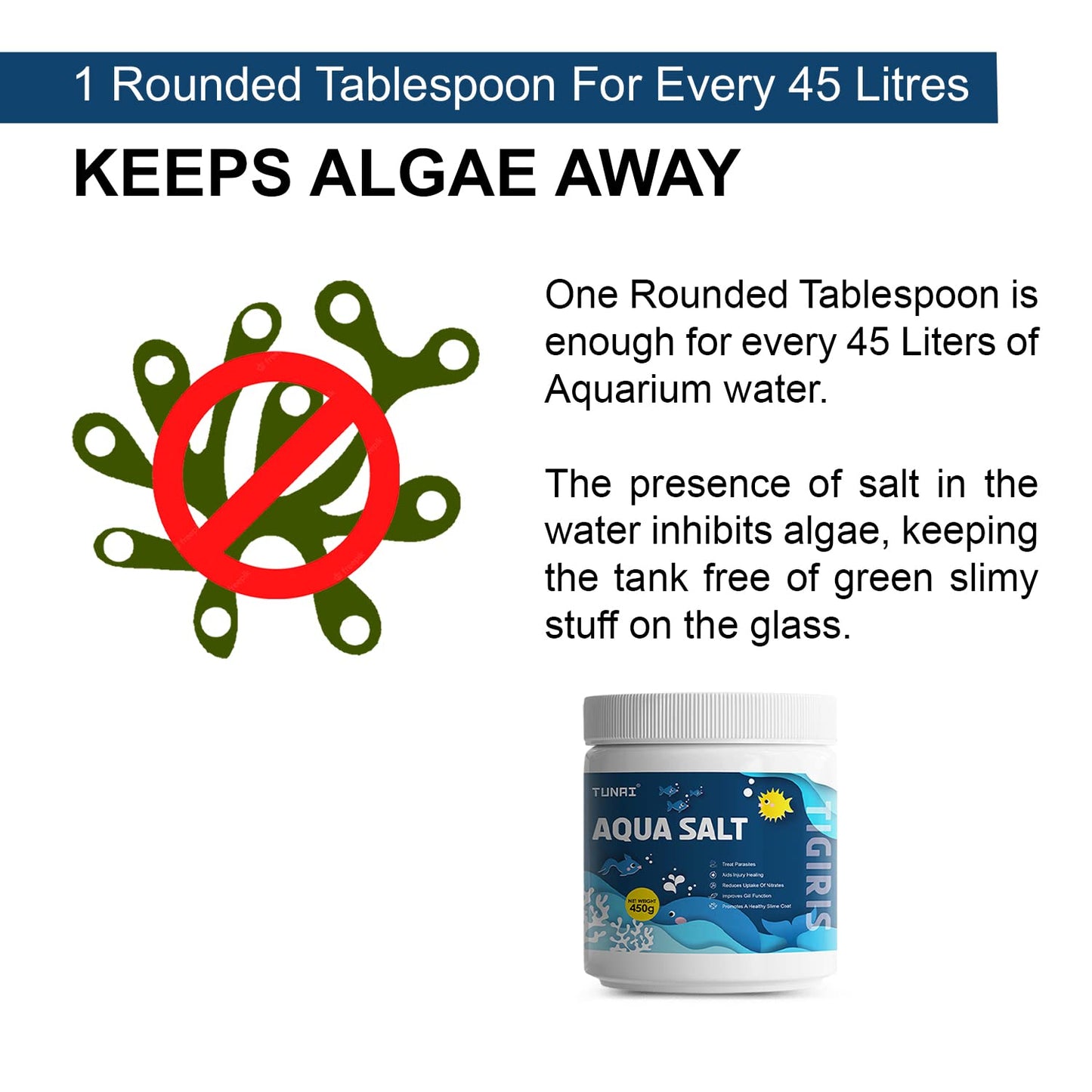Tunai Aquarium Salt for Fresh Water Fish Tank | Crystal Salt, 450g