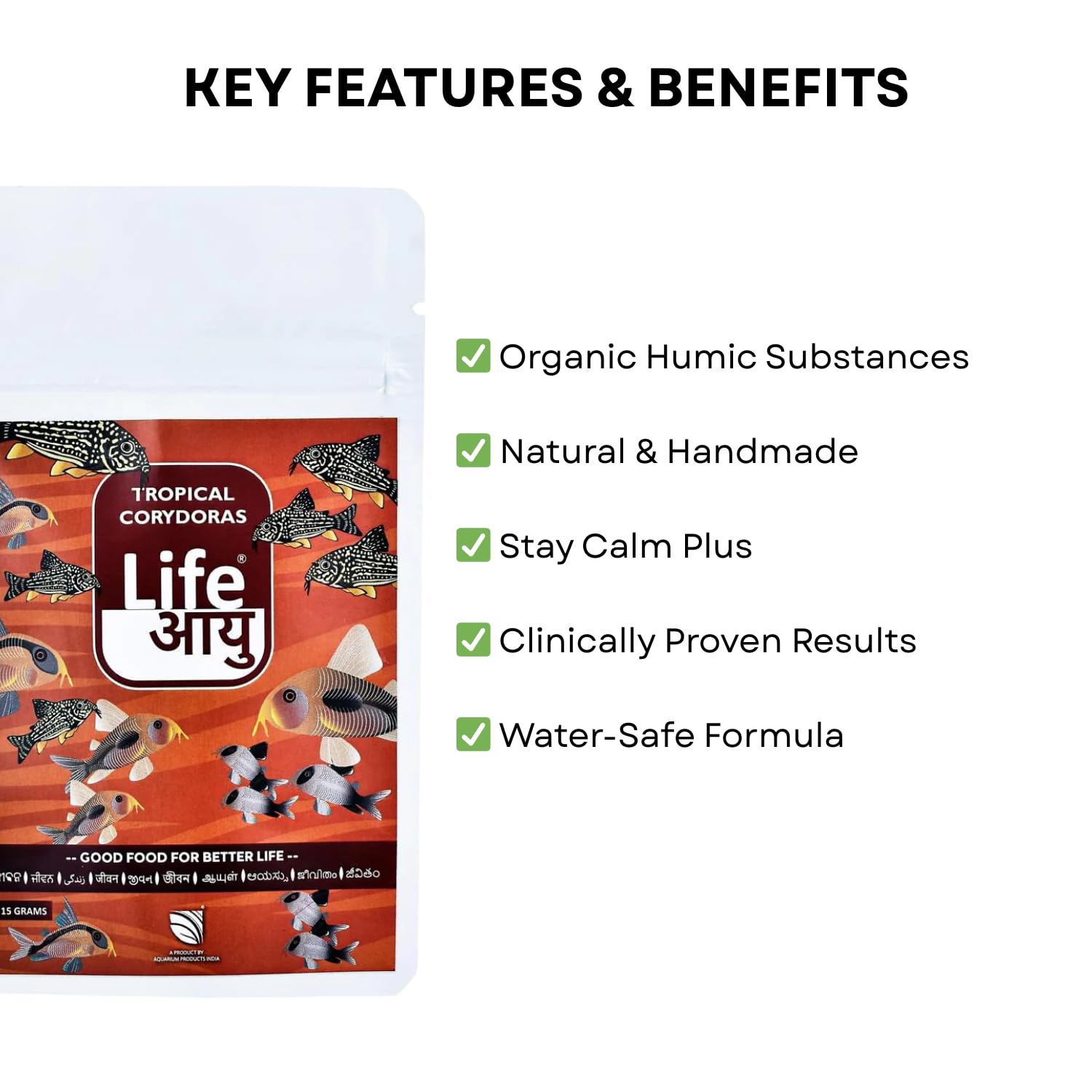 Life AAYU Tropical Corydoras Aquarium Fish Food | Immunity & Metabolism Booster | Ayurvedic Handmade Feed (15 GMS)