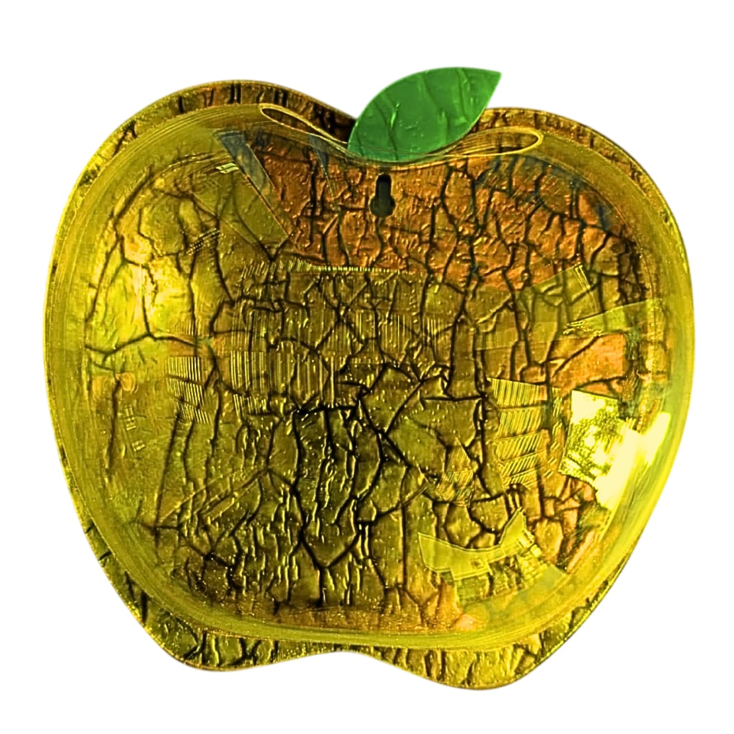 Wall Mount 15-inch Gold Apple Shape Fish Bowl – Without Stand | Modern Aquarium for Home, Office & Café Décor | Space Saving Design | Elegant Fish Tank & Plant Terrarium | Compact Design