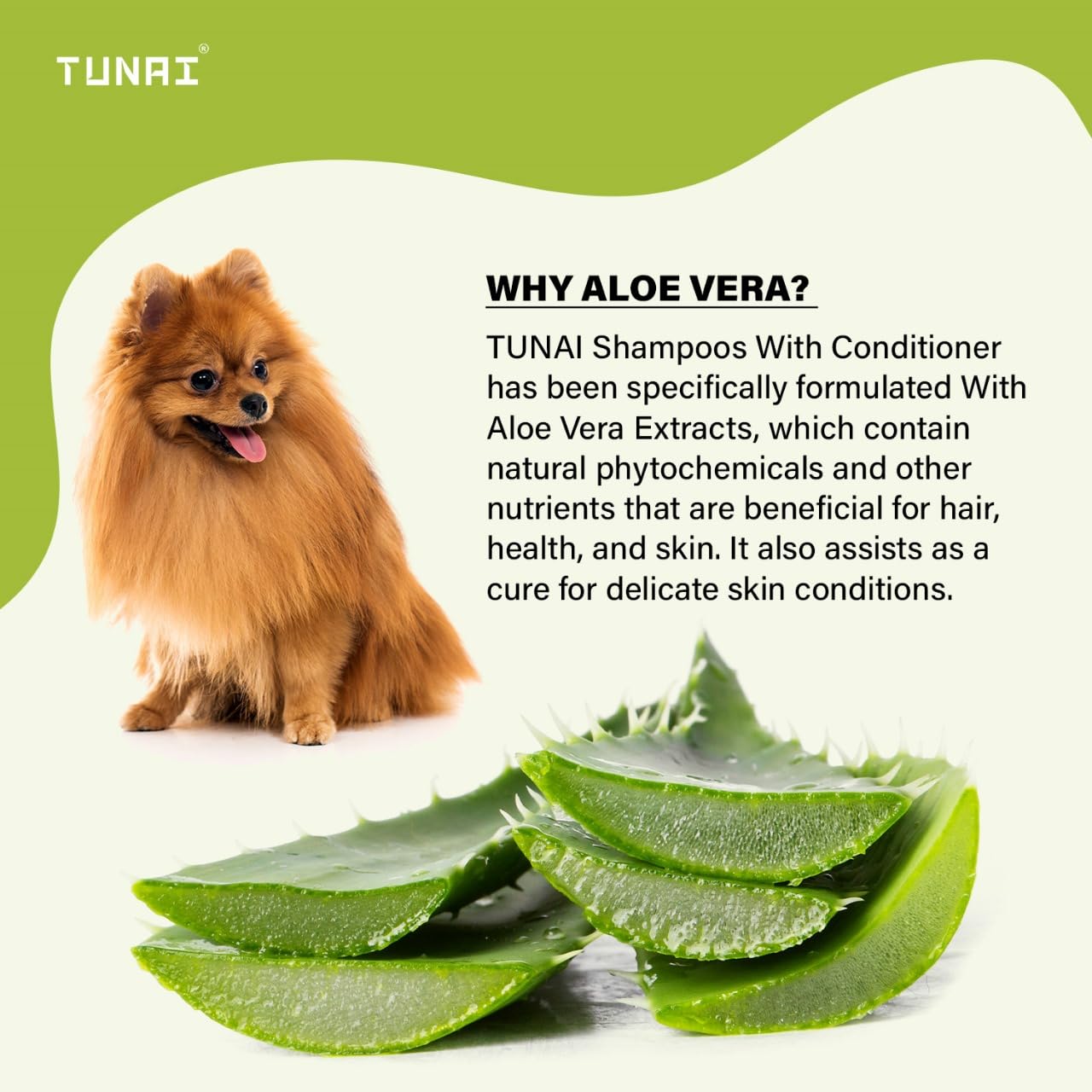 TUNAI 2in1 Purpose Shampoo & Conditioner for All Dog Breeds (Aloe Vera - 500ml)