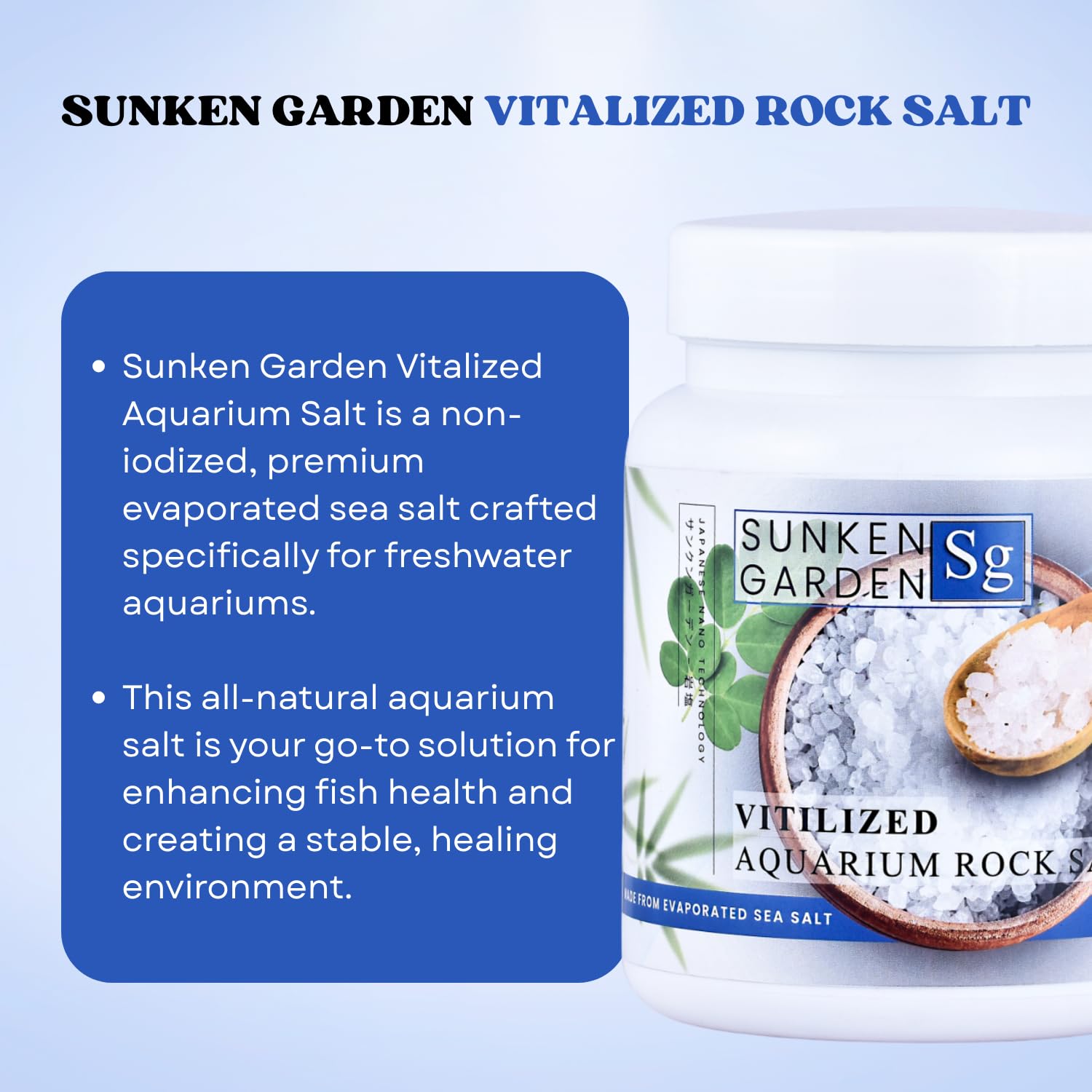 Sunken Garden Vitalized Aquarium Salt | Ideal for Aquarium | Premium-Grade Sea Salt for Freshwater Fish Wellness (500 GMS)