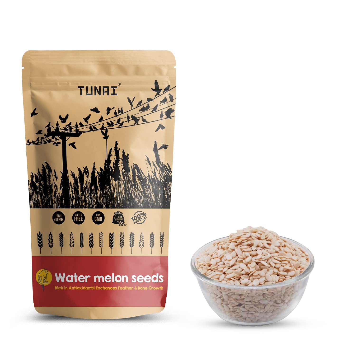 TUNAI Paddy Whole Grain Bird Feed |450G|Bird Food For Parakeets, Parrotlets, Conures, Eclectus, Senegals, Parrots, Cockatiels, Parrots, All Life Stages, Seeds