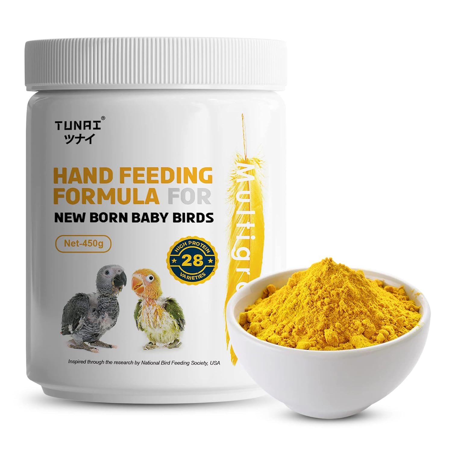 TUNAI Multi Grain Hand Feeding Formula Powder for Baby Birds | 450G | Essential for Love Birds, Conures, Parrots, & Cockatiel