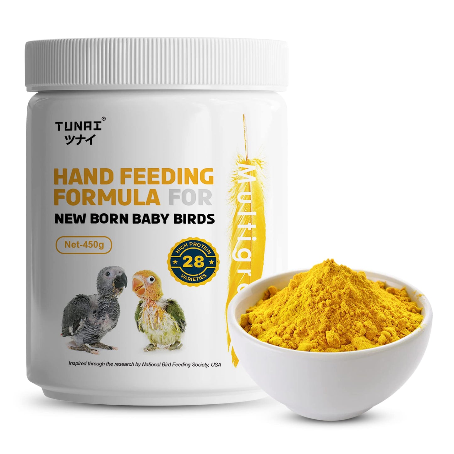 TUNAI Multi Grain Hand Feeding Formula Powder for Baby Birds | 450G | Essential for Love Birds, Conures, Parrots, & Cockatiel