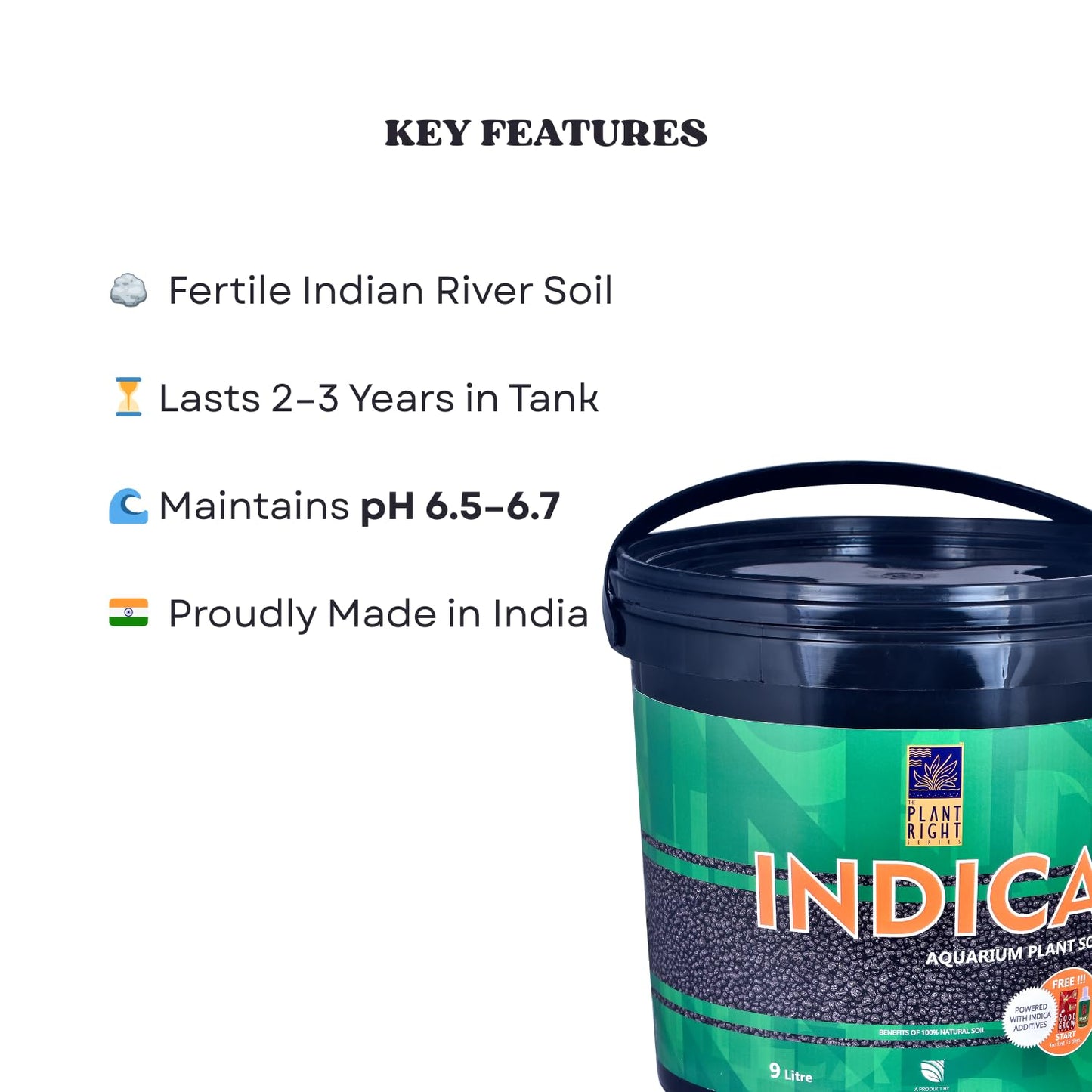 The Plant Right Series Indica Aqua Soil | Designed to Nourish Plants | Aquarium Plant Soil (9L)