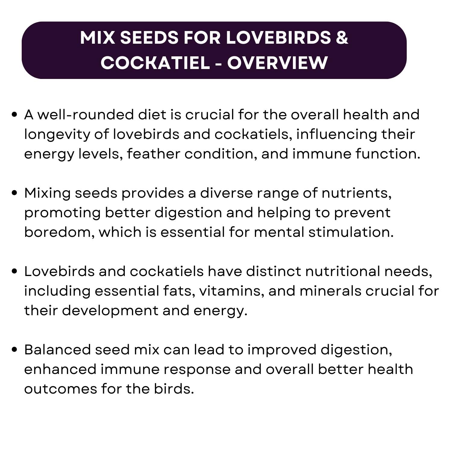 SF+ Mix Seeds for Birds | Natural, Hand-Picked and Protein Packed Seeds (500gms, Lovebird & Cockatiel)
