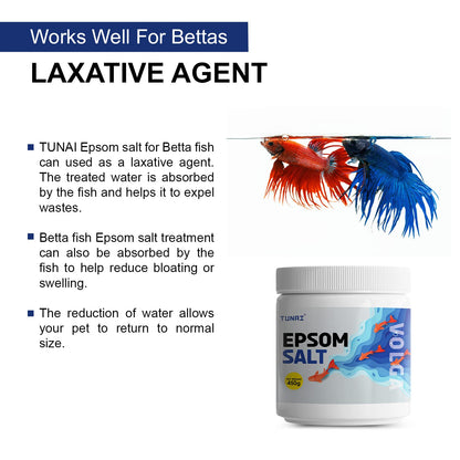 Tunai Epsom Crystal Aquarium Salt | 450g | for Aquarium Fish Tank, Assist in Treating Dropsy, Regulates pH Levels, Swim Bladder and Regulates Hardness of Fish Tank Water