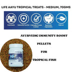 Life AAYU Tropical Treats Fish Food | Ayurvedic Immunity Boost with Spirulina, Moringa, Garlic & Color Enhancers | for All Tropical Fishes | (Medium, 70gms)