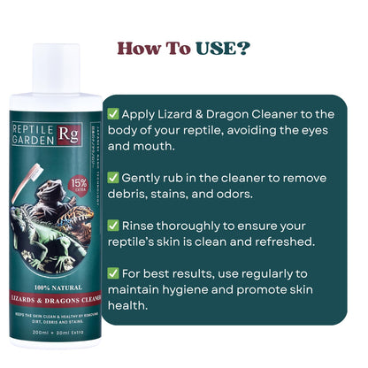 Reptile Garden Lizard & Dragon Cleaner | Removes Stubborn Debris, Algae, and Stains from Your Reptile's Body (200 ml + 30 ml)