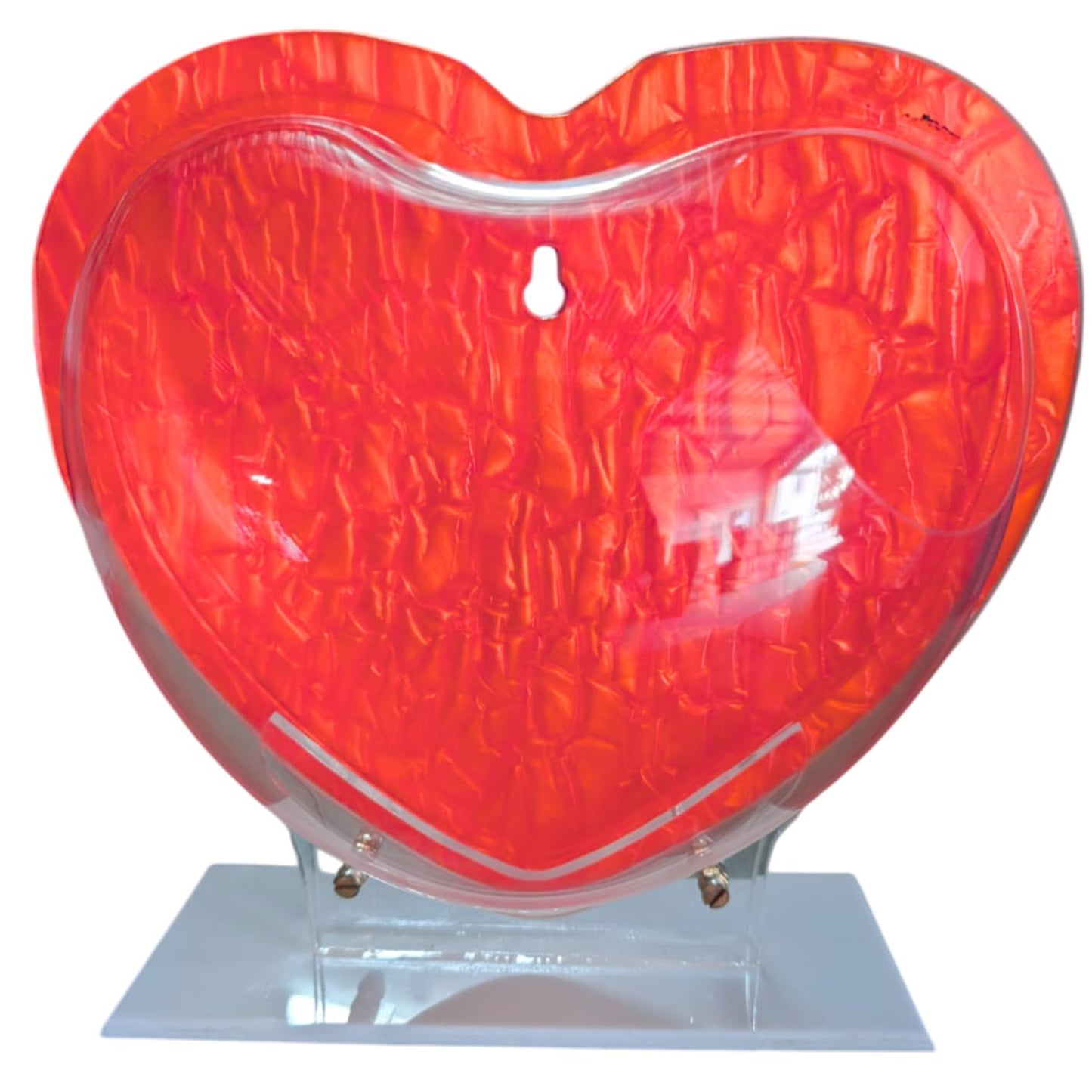 Wall Mount 9-inch Red Heart Shape Fish Bowl – with Stand | Modern Aquarium for Home, Office & Café Décor | Space Saving Design | Elegant Fish Tank & Plant Terrarium | Compact Design