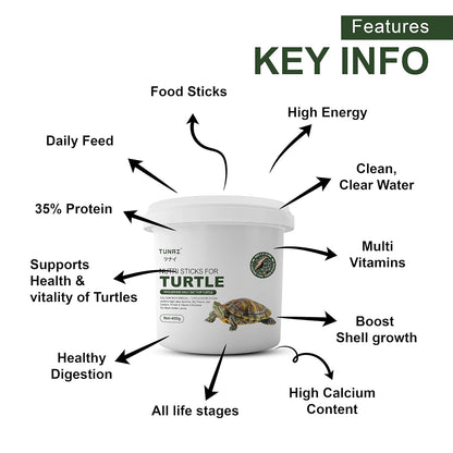 Tunai 3in1 Adult Turtle Food Nutri Sticks Food |400g| with Spirulina, Whole Shrimp and BSFL Worms