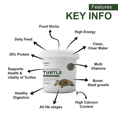 Tunai 3in1 Adult Turtle Food Spirulina Added with Whole Shrimp and BSFL Worms|900g|Suitable for All Musk, Red-Eared, Mud Cooter Turtle & Tortoise