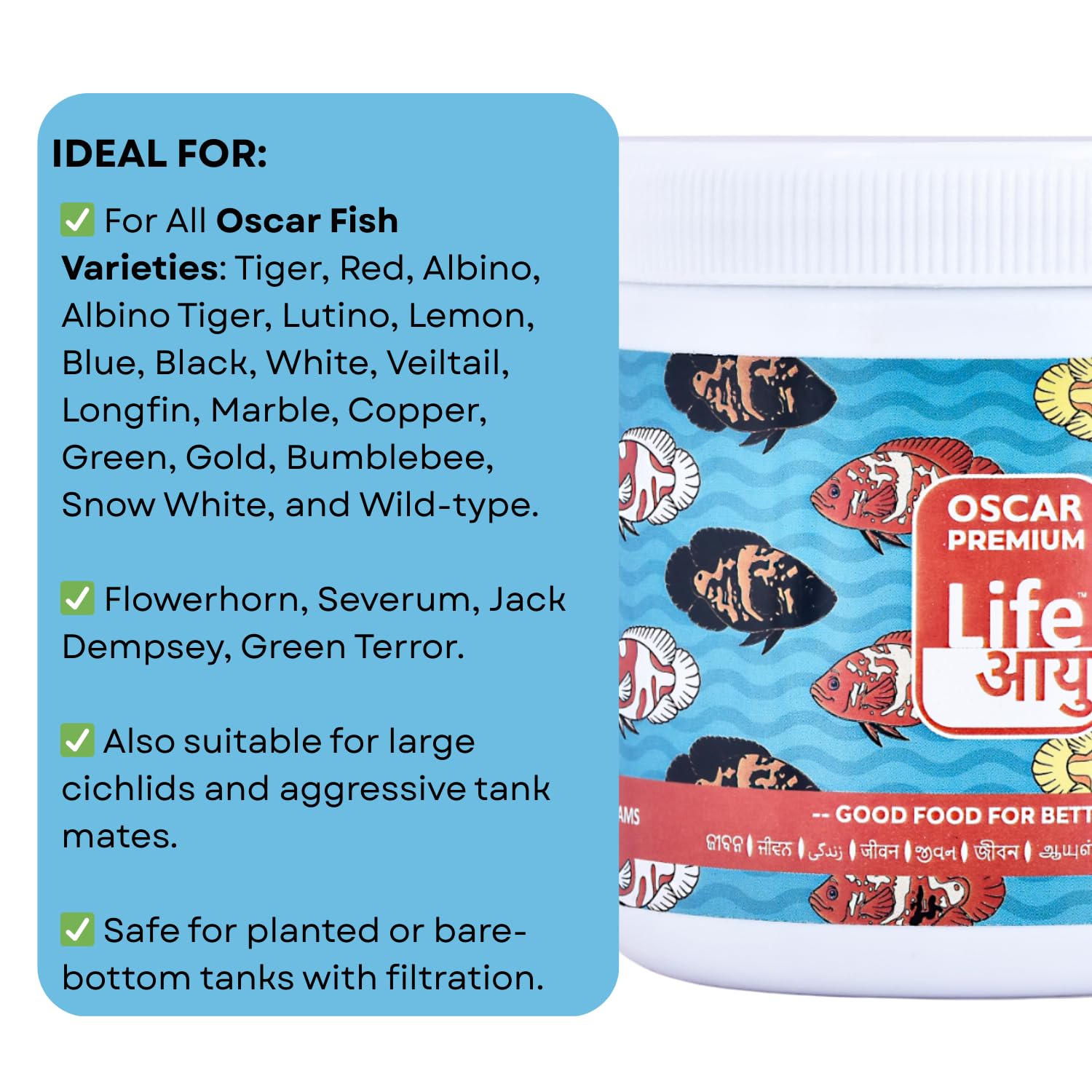 Life AAYU Oscar Premium Fish Food | Color-Boosting, Immunity-Enhancing Ayurvedic Pellets | (200 GMS)