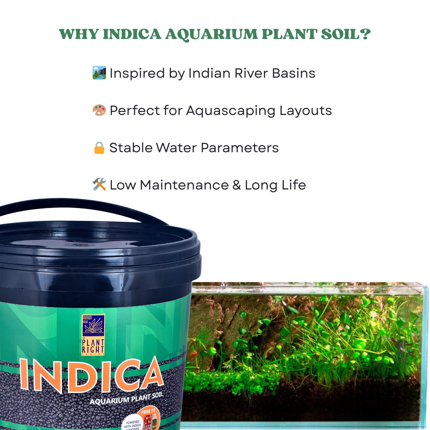 The Plant Right Series Indica Aqua Soil | Designed to Nourish Plants | Aquarium Plant Soil (9L)