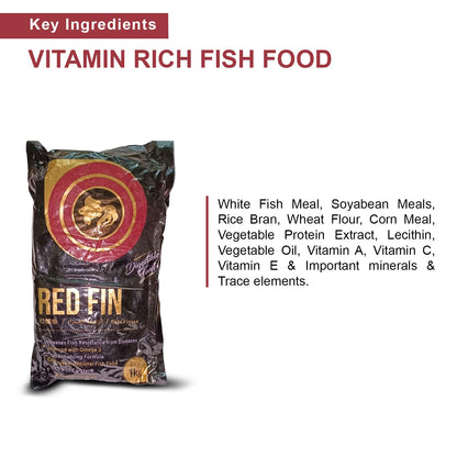 SF+ Redfin Fish Food for Aquarium with 35% protien | 1KG Aquarium Fish Food for All Small and Medium Tropical Fishes| Daily Nutrition Fish Feed for Health and Growth