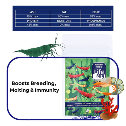 Life AAYU Shrimp Regular Food | Ayurvedic Soft Pellets | Boosts Breeding, Molting & Immunity | (15 GMS, Regular)