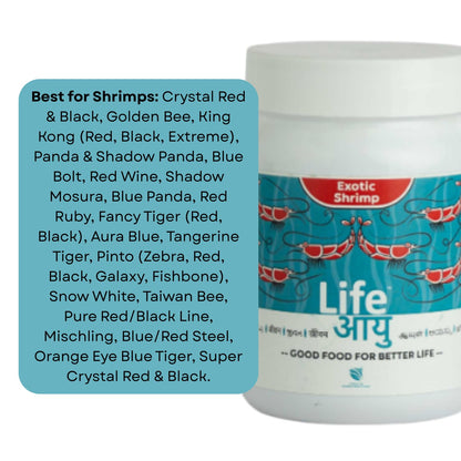Life AAYU Shrimp Exotic Food | Ayurvedic Handmade Feed for Crystal Red & Caridina Shrimp | Boosts Breeding, Molting & Immunity | (30 GMS, Exotic)