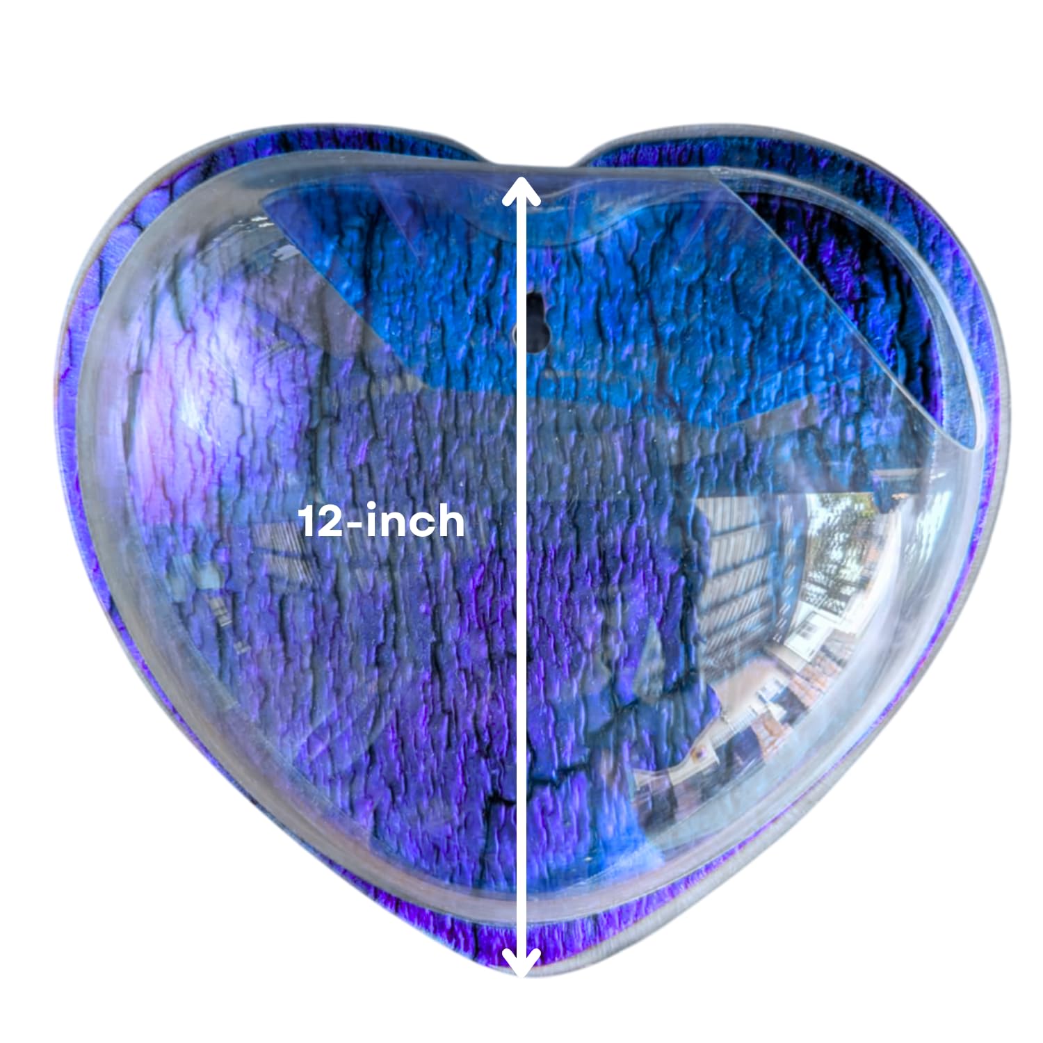 Wall Mount 12-inch Blue Heart Shape Fish Bowl – Without Stand | Modern Aquarium for Home, Office & Café Décor | Space Saving Design | Elegant Fish Tank & Plant Terrarium | Compact Design