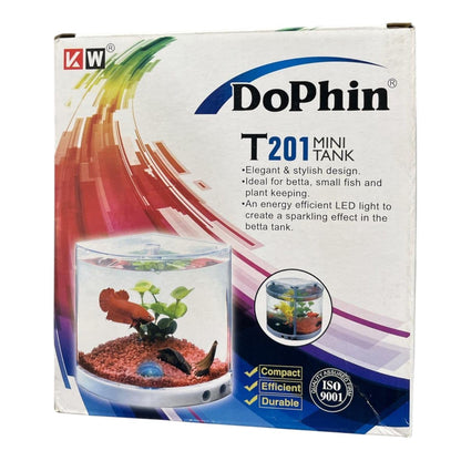 TUNAI Dophin T101 Mini Aquarium Fish Tank | Single Light | Elegant And Stylish Design | Ideal For Betta, Small Fish And Plant Keeping | Capacity - 1.4L Fish Tank (Original From Store)