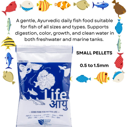 Life AAYU Neutral Fish Food (Pack of 2, 30g X 2) | Ayurvedic Daily Diet for All Fish Sizes | Fresh from 7pets Store (Small, 30 GMS)