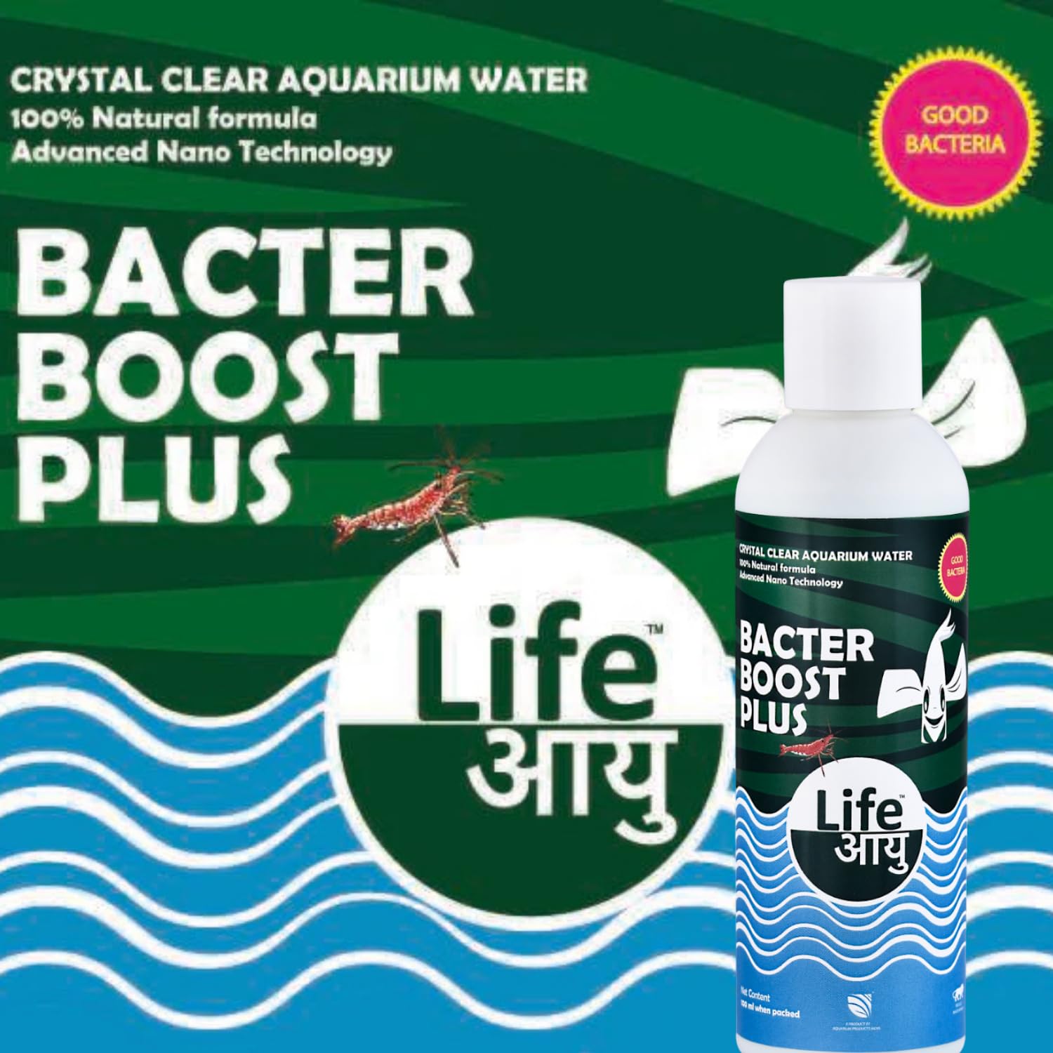 Life AAYU Bacter Boost Plus Supplement | Natural Aquarium Bacteria Starter for Clear Water | Ammonia Control Eco Balance | 100% Shrimp Safe | (100 ml)