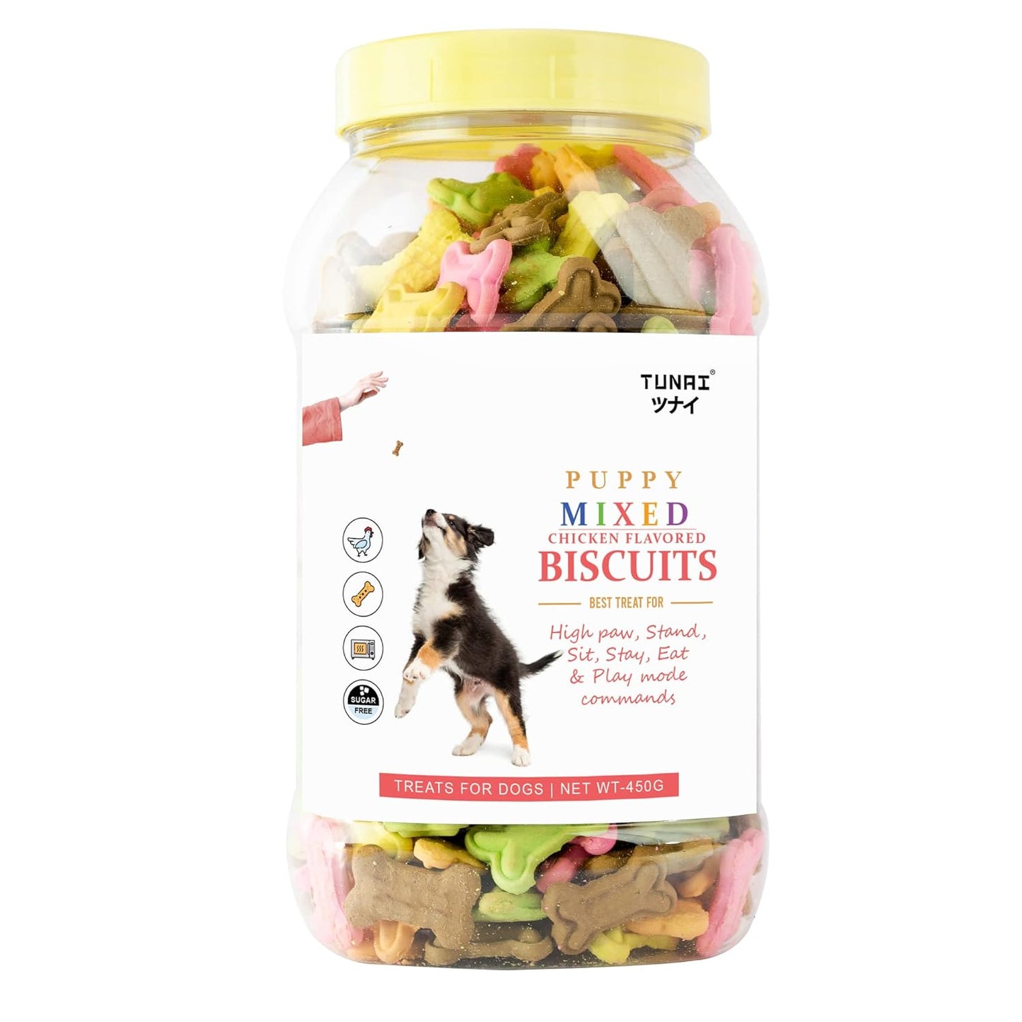 Tunai Mixed Crunchy Soft Real Chicken Puppy Dog Biscuits |450g| Dog Treat for Training | Dog Food for Effective for Healthy Lustrous Skin Coat and Maintain Dental Health