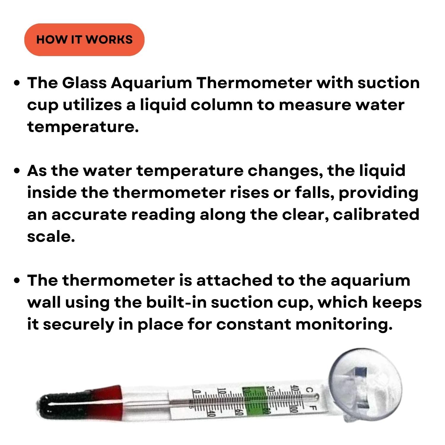 Dophin TH-002 Glass Thermometer | Easy Accurate Readings | Maintains Biological Balance | Suction Cup Attached | (Original from Tunai Store) (TH-002)