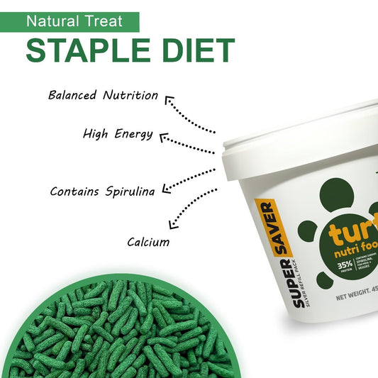 TUNAI Super Saver Adult Turtle Food Spirulina Added Stick for Good Shell Health & Daily Diet |450G| for Red-Eared, Musk, Mud, Cooter Turtle and Land Tortoise