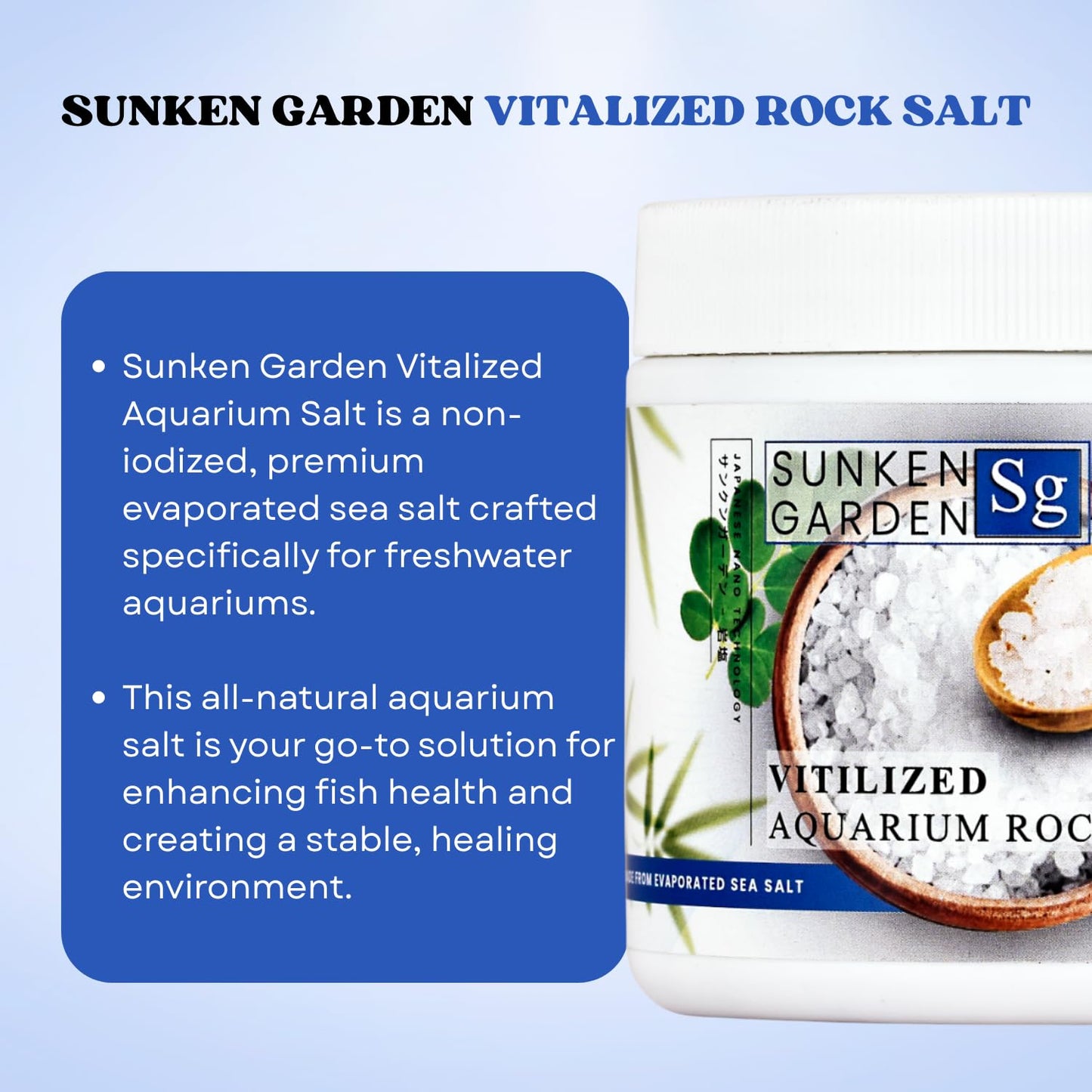 Sunken Garden Vitalized Aquarium Salt | Ideal for Aquarium | Premium-Grade Sea Salt for Freshwater Fish Wellness (250 GMS)