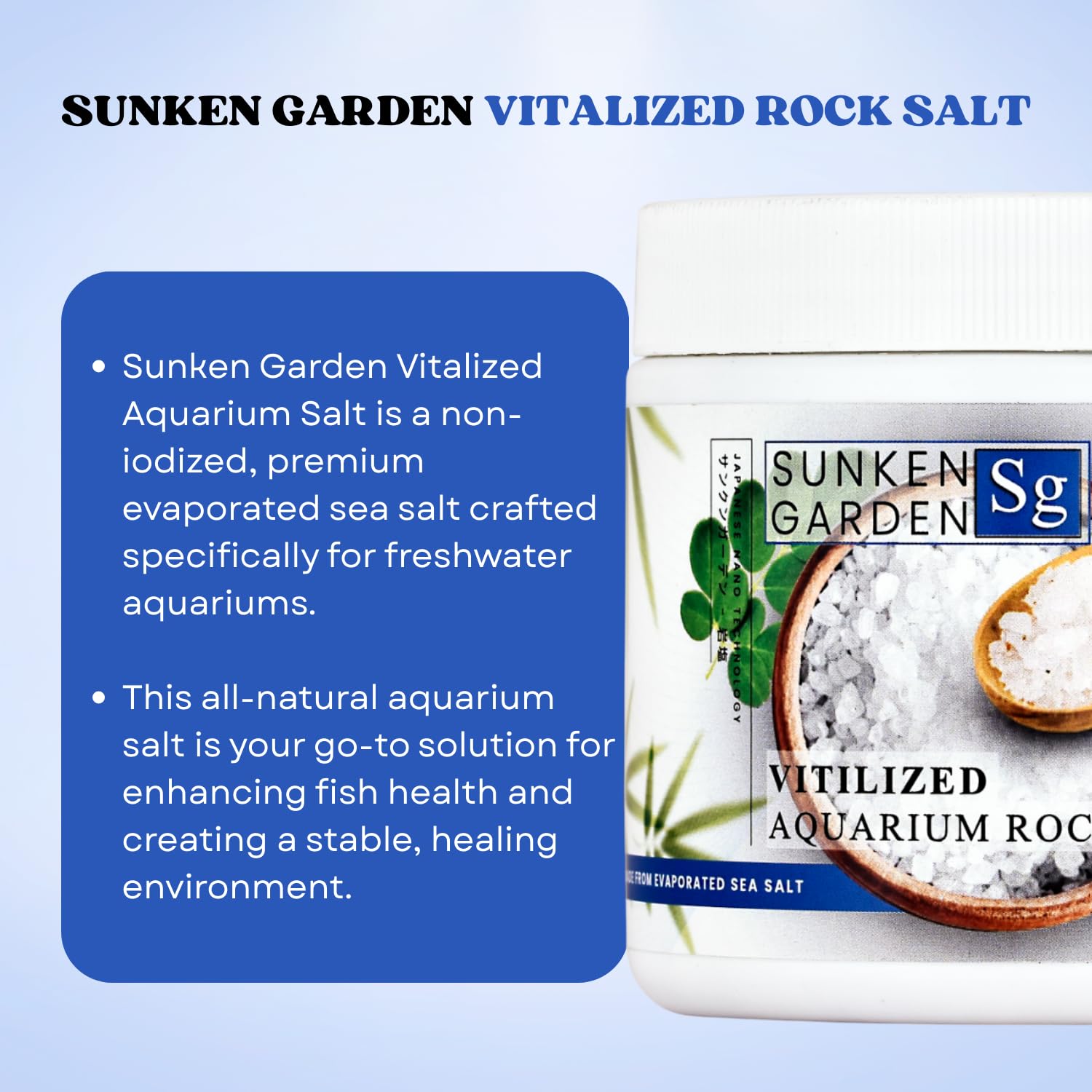 Sunken Garden Vitalized Aquarium Salt | Ideal for Aquarium | Premium-Grade Sea Salt for Freshwater Fish Wellness (250 GMS)