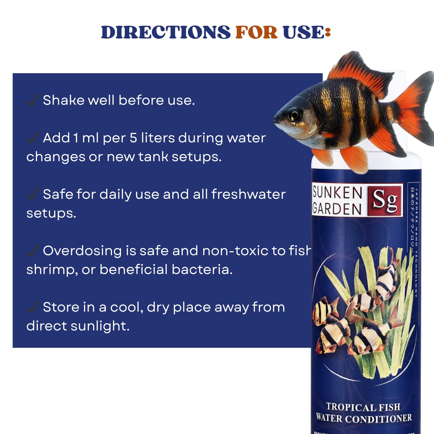 Sunken Garden Tropical Fish Water Conditioner | Advanced Water Care for Vibrant Tropical Fish | pH Balance + Parasite Control + Bio Health (100 ml)