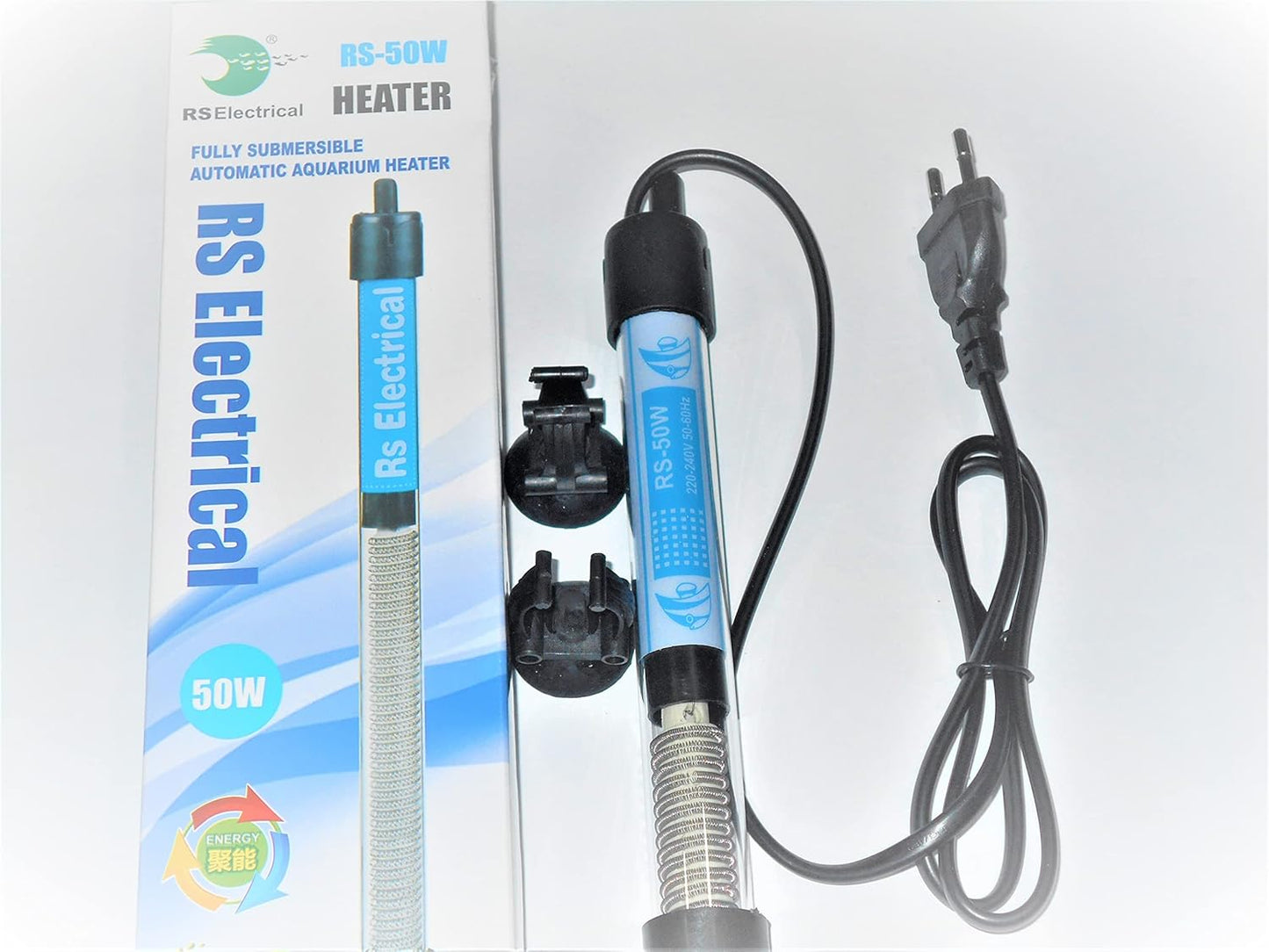 RS Electrical Fully Automatic 50 Watts High Glass Aquarium Heater with Standby Light Indicator and auto on/Off Facility Imported