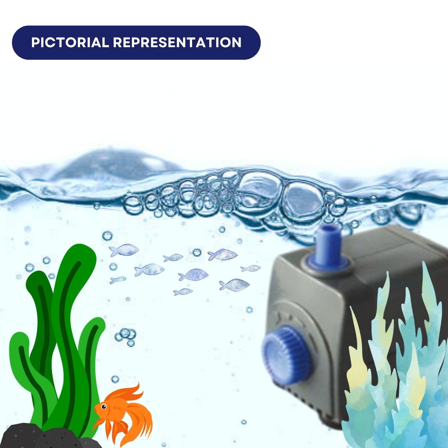 Dophin PA500 Submersible Filter Pump for Aquarium Fish Tank | Energy Efficient | Ideal for Marine/Fresh Water Fish Tank | Output: 420/380L/H | Suitable for Tank Size 80L | (Original from Tunai Store)