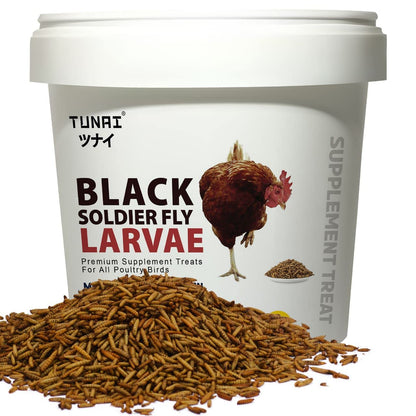 Tunai Black Soldier Fly Larvae | 500g | 60X Calcium, Fortified with 40% Protein Treat for All Adult Chicken and Poultry Birds for Better Egg Shell Health and Growth