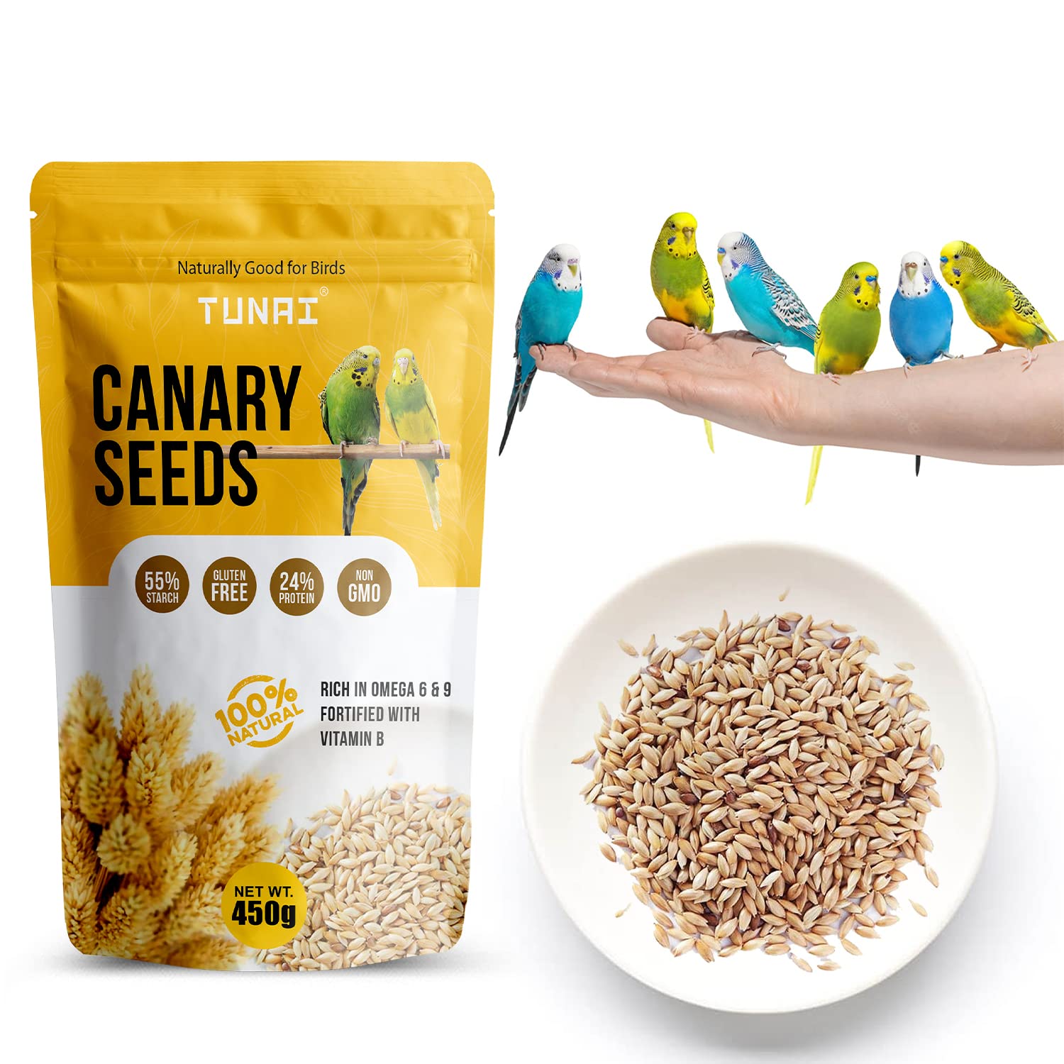 TUNAI Pearl Or Bajra Millet Bird Food |450G| Superior Bird Feed For Budgies, Finches, Cockatiels, Conures, Love Birds, Parrots Wild Birds, All Life Stages