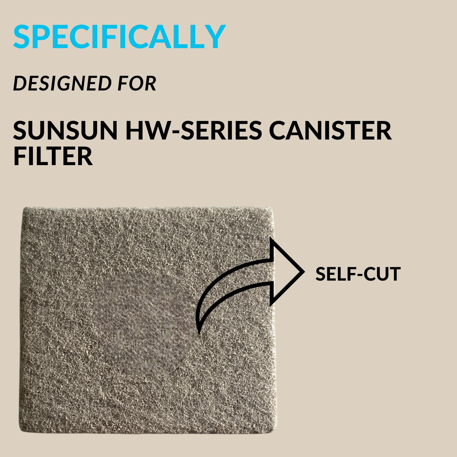 SUNSUN Ammonia Infused Filter Media Pad | Suitable for All HW-Series Canister Filters | Self-Cut Filter Pad | Original from Tunai Store (Light Brown, Square)